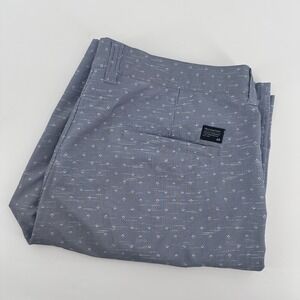 TravisMathew Golf Shorts Mens 36 Blue Anchor Print Micro Stripe Performance